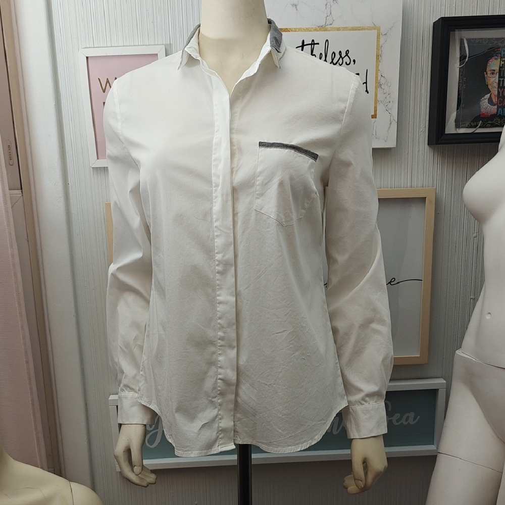 Peserico White Shirt with Gray Detail